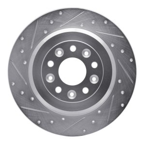 Ford Explorer Brake Rotor (1) - Rear Left - R1 Concepts - Drilled & Slotted - Silver - `05-`19